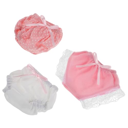 CIYODO 3 Stück Teiliges Set Puppenunterwäsche Weiche Puppenwindeln aus Hautfreundlichem Material Realistische Unterhosen für Fantasievolles Rollenspiel Vielseitiges Zubehör Weiß Rosa mit von CIYODO