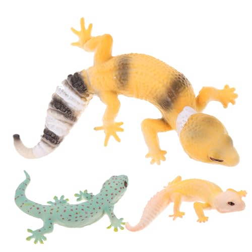 CIYODO 3 Stück Tiermodell Gecko Figuren Simulation Gecko Figur Miniatur Reptilstatue Reptilien Kognitives Modell Gefälschte Gecko Simulation Reptilienverzierung Lebensechte von CIYODO