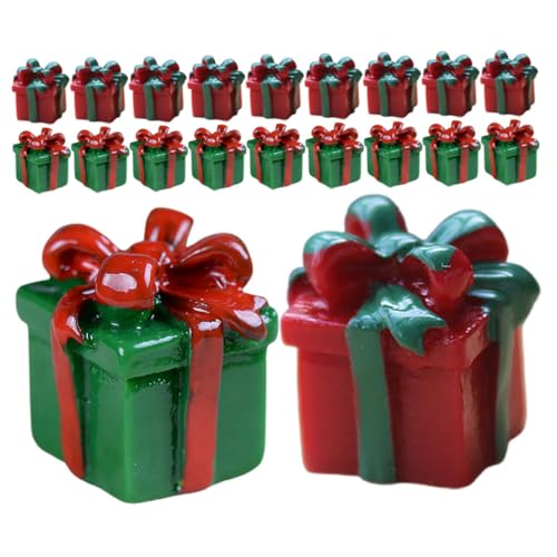 CIYODO 30 Stück Weihnachtsgeschenkboxmodell Puppenhaus-Ornamente Miniatur -Weihnachtsschmuck Puppenhausdekoration Weihnachtspuppenhausfiguren Mini- zum Basteln Miniaturboxen Harz von CIYODO