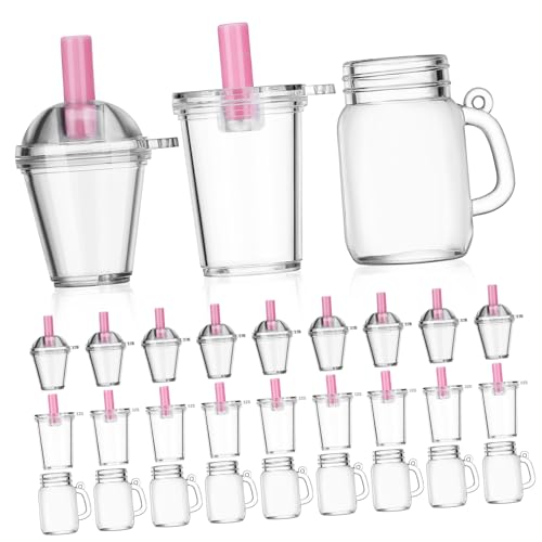 CIYODO 30 Teiliges Miniatur Puppenhaus Becher aus Kunststoff Mini Kaffee Tee und Bierbecher Robuste Langlebige Puppenhaus Zubehör für Spiel und Dekoration von CIYODO