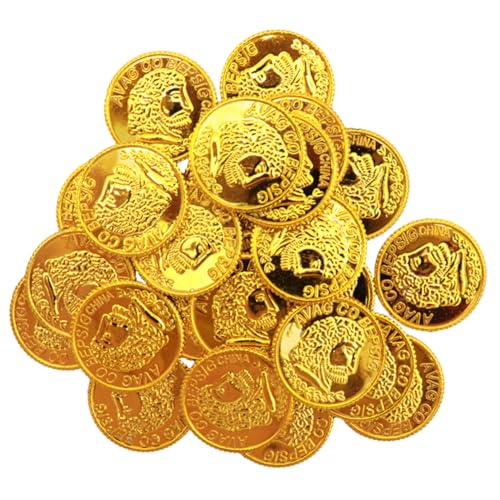 CIYODO 300 Stück Goldmünzenspielzeug Partygeschenk Pirat Geld Schatz Schatzmünzen aus Kunststoff Schatz Belohnungsmünzen für Plastik Golden CIYODO 300 Stück Goldmünzenspielzeug Partygeschenk Pirat Geld Schatz Schatzmünzen aus Kunststoff Schatz Belohnungsmünzen für Plastik Golden von CIYODO