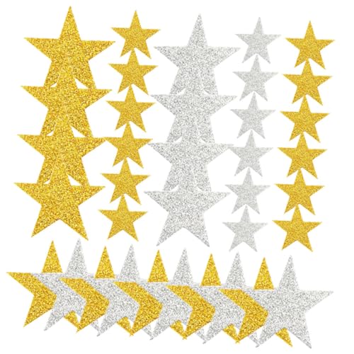 CIYODO 300 Stück Selbstklebende Sternaufkleber aus Eva Schaumstoff Gold Silberne Glitzernde Kleine Sterne Vielseitige Dekoration für DIY Basteln Party und Schulprojekte von CIYODO