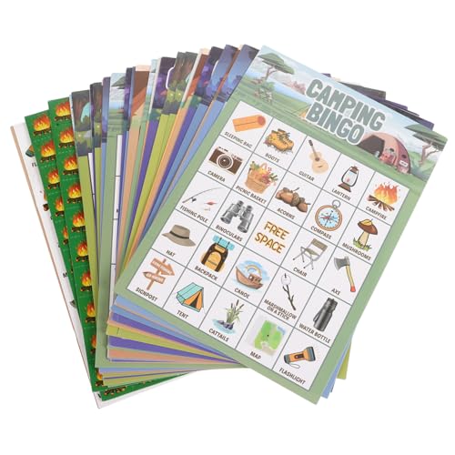 CIYODO 33 Stück Teiliges Camping Bingo Spielset für Familienfeiern Spieler Karten für Erwachsene für Sommeraktivitäten und Outdoor CIYODO 33 Stück Teiliges Camping Bingo Spielset für Familienfeiern Spieler Karten für Erwachsene für Sommeraktivitäten und Outdoor von CIYODO