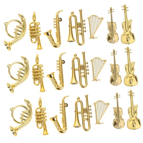 CIYODO 35 Stück Teiliges Mini-musikinstrumente-Set aus Leichtem Kunststoff Detailreiche Miniatur Violine Trompete Gitarre und Zither Geeignet für Puppenhausdekoration Festliche Themen und von CIYODO
