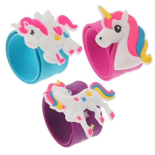 CIYODO 3st Einhorn-pat-kreis Süße Slap-bands Für Mädchen Einhorn-partygeschenke Tier-slap-armband Umarmungs-schlag-armband Slap-armband-partygeschenke Schmuck Kind Kieselgel Schüttgut von CIYODO