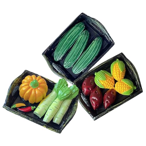 CIYODO 3St simuliertes Gemüse -Geschenkkorb Kleiner Picknickkorb handlocher Handmade Zubehör für Handyhüllen Körbe Mini-Korbverzierung Kleiner Gemüsekorb Puppenhaus Dekorationen Patch von CIYODO