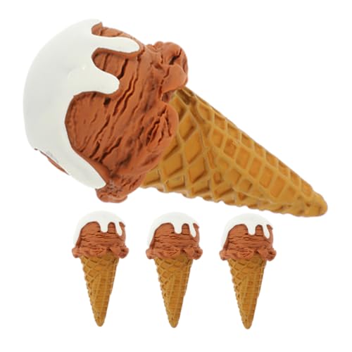 CIYODO 4 . Teiliges Realistisches Eiscreme Modell Künstliche Eistüten Deko für Party Laden und Fotografie Requisiten Leichtes Tragbares Dessert Display Schokoladenfarbe von CIYODO