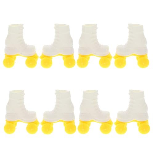 CIYODO 4 Paare Miniaturschlittschuhe für Puppen Winter Schlittschuhe Maßstab für Winter Szenen Handgefertigte Puppenzubehör für Kreative Spielideen Kindgerecht und Sicher für von CIYODO