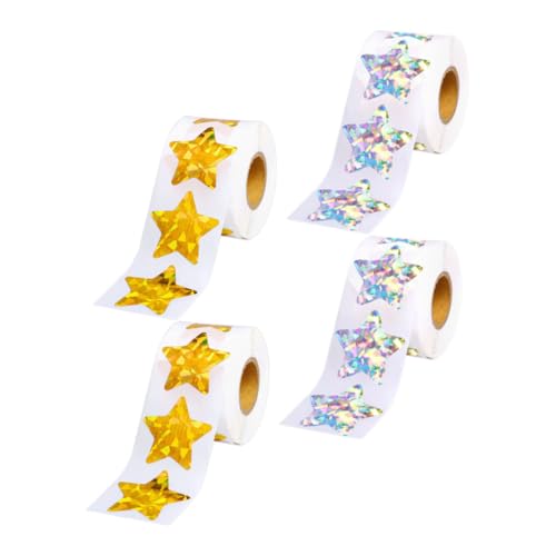 CIYODO 4 Rollen wasserdichte reflektierende Aufkleber kleine glitzernde Sternaufkleber farbige Sternaufkleber Belohnungsaufkleber Sterne Aufkleber Sternaufkleber klein Sternbelohnung PVC von CIYODO