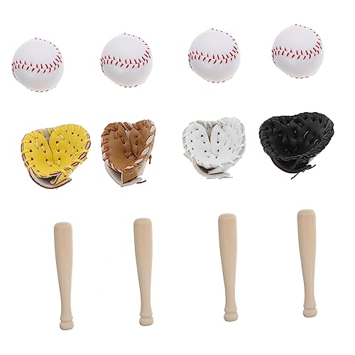 CIYODO 4 Sätze Baseball-Modell Mini-handschuh Anhänger Aus Holz Für Baseballanzüge Mini-baseballanzug-Modelle Dekorativer Mini-Baseball Schlüsselanhänger Für Baseballanzüge Leder von CIYODO