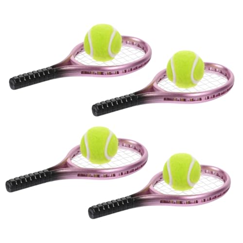CIYODO 4 Sätze Mini -tennisschlägerspielzeug Tennisspielzeug Mini-tennisschläger-dekore Puppenhaus-Fotografie-Requisiten Gartenmikrolandschaft Zubehör Gartenaquarium Mini-Sachen Plastik von CIYODO