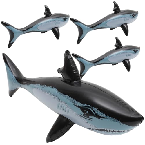 CIYODO 4 Stück Aufblasbares Shark Poolspielzeug aus Langlebigem PVC Hautfreundlich Schwimmendes Tier für Geburtstagsparty Dekoration Pädagogisch für Wasseraktivitäten und Geschenke von CIYODO