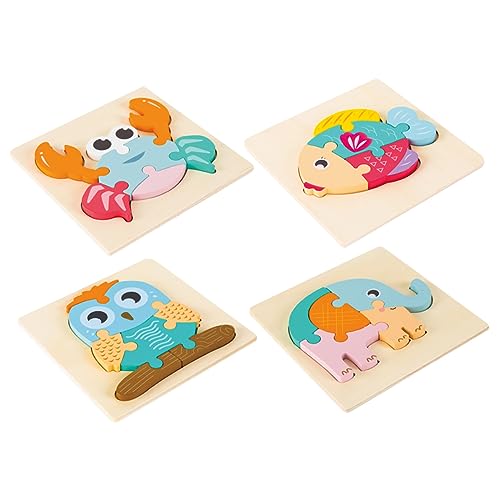 CIYODO 4 Stück Holzpuzzle Für Kinder Rätsel Für Kinder Gehirnspielzeug Puzzlespiel Für Kleinkinder Im Vorschulalter Tierpuzzle Aus Holz Dreidimensional Männer Und Frauen Bambus Blöcke von CIYODO