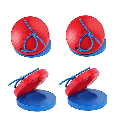 CIYODO 4 Stück Kastagnetten Aus Holz Sensorisches Trommel Instrument Maracas Klappbrett Kleinkind Vorschulspielzeug Musikpädagogisches Rot Hölzern von CIYODO