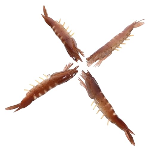 CIYODO 4 Stück künstliche Garnelen Lebensmittelmodell realistische gefälschte Garnelen Spielzeug Lernen SIM Modelle Foto-Requisiten Meereslebewesen-Modell Tier Flussgarnelen schmücken PVC von CIYODO