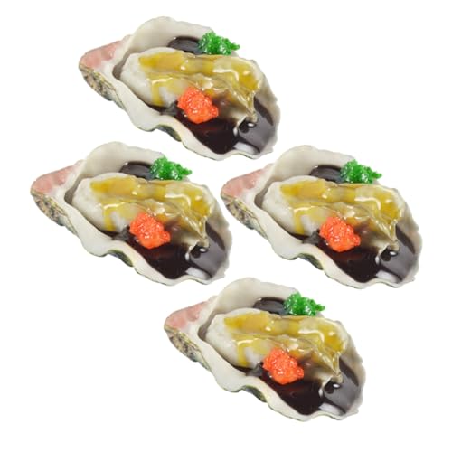 CIYODO 4 Stück Meeresfrüchte -Grillmodell Auster realistische Meeresfrüchte Miniatur-Meeresfrüchte Schlüssel Meeresfrüchte-Fake-Modell Meeresfrüchte-Foto-Requisite künstliche Nahrung PVC von CIYODO