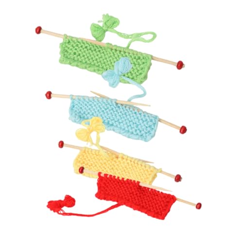 CIYODO 4 Stück Mini-Strickpullover Puppenhaus-Spielzeug-Foto-Requisiten Puppenhauszubehör Nähhaus-szenenmodell Kuchendeckel Puppenstoff-herstellungsset Weben Ornamente Holz Ob11 von CIYODO