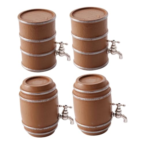 CIYODO 4 Stück Miniatur Weinfass Holz Weinbar Dekoration Detailgetreu für Puppenhaus Micro Landschaft Oktoberfest Party Zubehör und Fotorequisite von CIYODO
