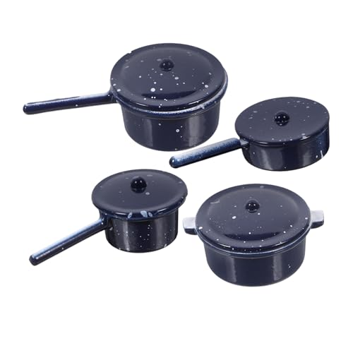 CIYODO 4 Stück Miniaturküche küche deko küchen deko Miniaturkochgeschirr Micro mikrolle Puppenhaus-Essenszubehör Mini-Hausverzierung Mini-Kochgeschirr für die Küche Legierung Black von CIYODO