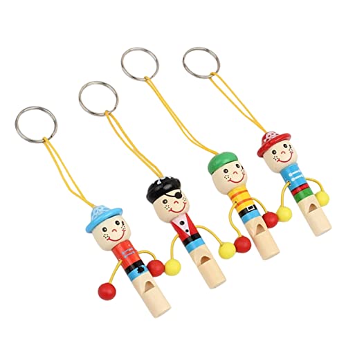 CIYODO 4 Stück Holzpiratenpfeife Spielzeug Cartoon Pfeife Schlüsselanhänger Kinderspielzeug Musikalisches Lernspielzeug Für Babys von CIYODO