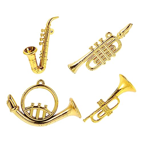 CIYODO 4 Stück Puppenhaus Dekoratives Instrument Modell mit Saxophon Bogenhorn Gebogenem Blasinstrument und Mittlerem Blasinstrument Realistisches Sammlerstück von CIYODO