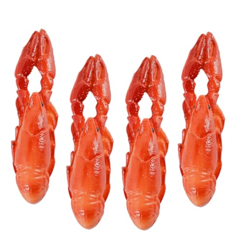 CIYODO 4 Stück Simulierte Krebse gefälschter Hummer Hummer-Simulationsmodell Gefälschte Garnelen-Requisiten gefälschte Hummerfiguren lebensechtes Hummermodell Hummer PVC Orange von CIYODO