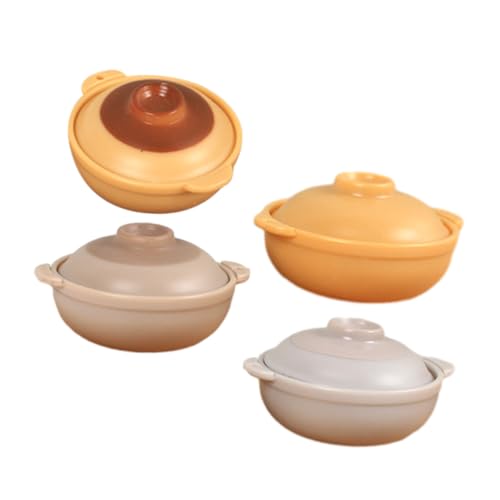 CIYODO 4 Stück Simulierter Tontopfreis Zinn Kochen Backen klein küchen Dekoration Kitchen Decoration Puppenhaus-Küchenmodelle Mini-Haustopf- Mini House Accessory Plastik von CIYODO