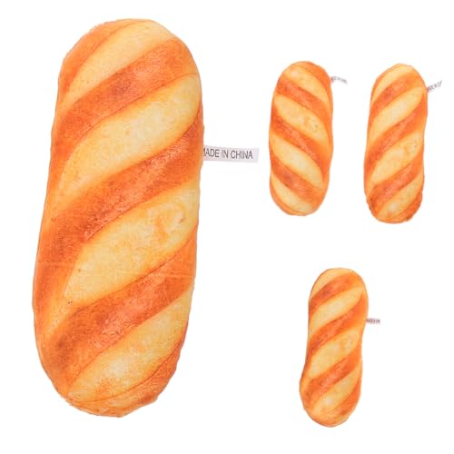 CIYODO 4 Stück Simuliertes Brotspielzeug Neuheit Toys Modell mit gefülltem Brot ausgestopftes gefälschtes realistisches Essen dekorative Brotstütze Brotkissen PP Baumwolle von CIYODO