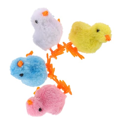 CIYODO 4 Stück Teiliges Aufziehspielzeug Küken mit Realistischem Plüsch Springende Mechanik Hühner Niedliche Tierfiguren für Kindergeburtstag und Osterdeko Interaktives für Drinnen und von CIYODO