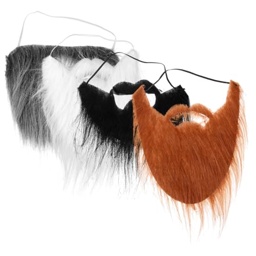 CIYODO 4 Stück Teiliges Cosplay Bart Falscher Vollbart in Braun Wiederverwendbar Komfortabel für Kostümparty Bühne Verkleidung Halloween Vielseitiges Zubehör von CIYODO