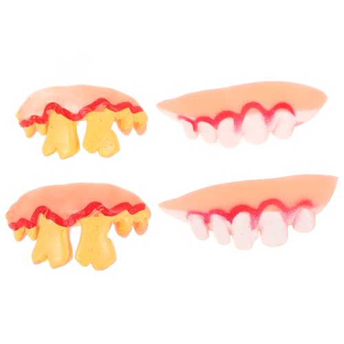 CIYODO 4 Stück Teiliges Halloween Fake Zähne Set Lustige Realistisch Aussehende Falsche Zähne für Erwachsene Langlebiger Zahnersatz für Halloween Party Cosplay und Grusel Dekoration CIYODO 4 Stück Teiliges Halloween Fake Zähne Set Lustige Realistisch Aussehende Falsche Zähne für Erwachsene Langlebiger Zahnersatz für Halloween Party Cosplay und Grusel Dekoration von CIYODO