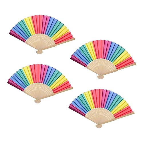 CIYODO 4 Stück Teiliges Kreative Regenbogen Klappfächer aus Retro Design für Fotorequisiten und Tanzaccessoires für Hochzeiten und Bühnenaufführungen CIYODO 4 Stück Teiliges Kreative Regenbogen Klappfächer aus Retro Design für Fotorequisiten und Tanzaccessoires für Hochzeiten und Bühnenaufführungen von CIYODO