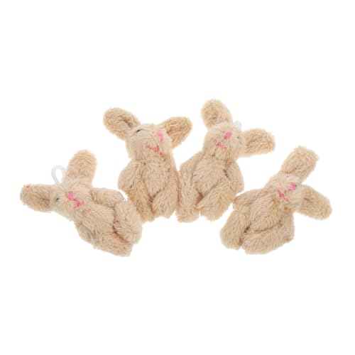 CIYODO 4 Stück Teiliges Mini Plüsch Kaninchen Weiche Puppenhaus Deko Niedliche Miniatur Hasen Figuren Tragbare Kuscheltier Ornament als und Tischdeko von CIYODO