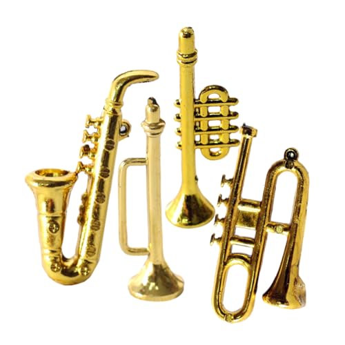 CIYODO 4 Stück Teiliges Miniatur Musikinstrument für Puppenhaus Realistische Dekoration mit Saxophon Trompete Posaune und Klarinette für Kreative Miniaturwelten CIYODO 4 Stück Teiliges Miniatur Musikinstrument für Puppenhaus Realistische Dekoration mit Saxophon Trompete Posaune und Klarinette für Kreative Miniaturwelten von CIYODO