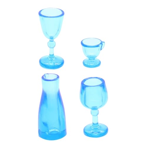 CIYODO 4 Stück Teiliges Miniatur Weingläser Set Realistische Kleine Puppenhaus Dekoration Glatte Oberfläche für Miniaturhäuser und Micro Szene Zubehör von CIYODO