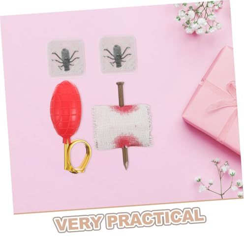 CIYODO 4 Stück Teiliges Prank Set Wasser Spritzring Fake Nagel Durch Finger Trick Realistische Insekten Eiswürfel Für Halloween April Fools von CIYODO