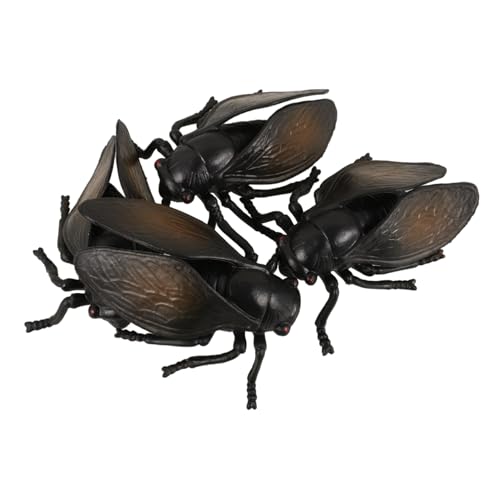 CIYODO 4 Stück Teiliges Realistische Zikaden Figuren aus Kunststoff Dekorative Simulation Zikaden Modelle für Kinderzimmer Garten und Kreative Raumgestaltung Sicher und Wiederverwendbar von CIYODO
