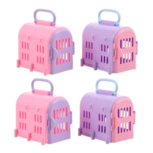 CIYODO 4 Stück Teiliges Realistisches Puppenhaus Haustier Reisetransportbox Detailgetreuer Miniatur Hundetransporter für Kleine Hunde und Katzen Vielseitig für Puppenhaus von CIYODO