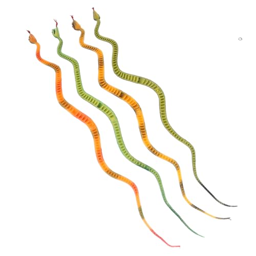 CIYODO 4 Stück Teiliges Realistisches Schlangenspielzeug Flexible Halloween Requisiten für Gruselige Cosplay Deko Sichere Simulation in Gelb Schwarz Rot Weiß Grün Grün und Schwarz von CIYODO