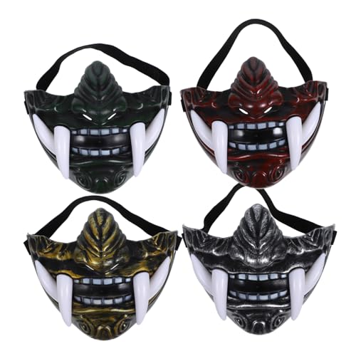 CIYODO 4 Stück Teiliges Wiederverwendbarer Japanischer Cosplay Masken aus Stabilem Kunststoff Atmungsaktiv Unisex für Halloween Theater Party und Performance in Gold Grün Rot Silber CIYODO 4 Stück Teiliges Wiederverwendbarer Japanischer Cosplay Masken aus Stabilem Kunststoff Atmungsaktiv Unisex für Halloween Theater Party und Performance in Gold Grün Rot Silber von CIYODO