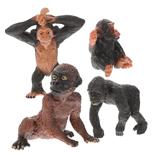 CIYODO 4-teiliges Spielzeug Für Kinder Realistische Schimpanse-Statue Robustes Waldtier-Modell Aus Kunststoff von CIYODO