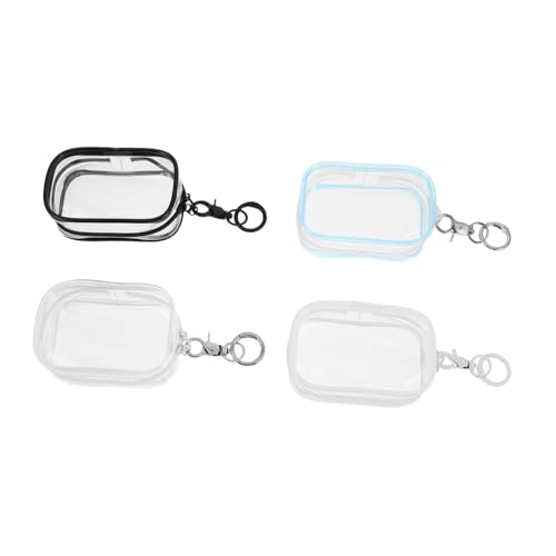 CIYODO 4 Stück Transparente PVC Aufbewahrungstasche mit Schlüsselanhänger Tragbare Kleine Quadratische Aufbewahrung für Plüschpuppen Modisch und Kompakt für Unterwegs von CIYODO