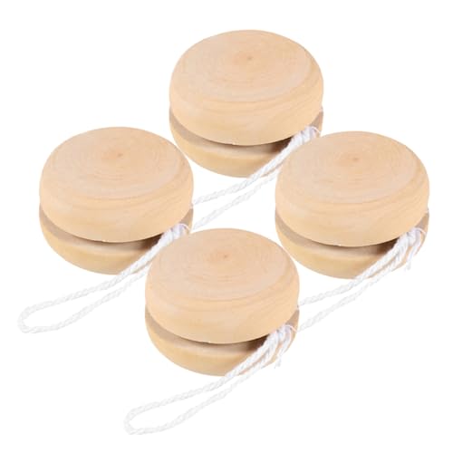 CIYODO 4 Stück Unbemalte Holz Yo Yos DIY Bastelball für Kreative Projekte zum Gestalten und Langlebig aus Holz für Erwachsene von CIYODO