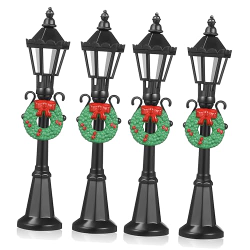 CIYODO 4 Stück Weihnachtslichter Dekorative Straßenlaterne Dorffeenlampe Dekorationen Dekorative Laternenpfähle Weglaternenpfosten Puppenhauslampenornament Klein Plastik CIYODO 4 Stück Weihnachtslichter Dekorative Straßenlaterne Dorffeenlampe Dekorationen Dekorative Laternenpfähle Weglaternenpfosten Puppenhauslampenornament Klein Plastik von CIYODO