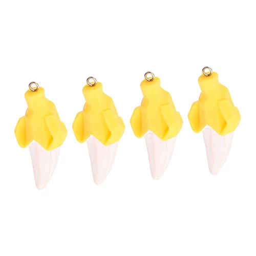 CIYODO 4 Stück Zubehör für Schlüsselanhänger Banane Hand deko schlusselketten Kleiner frischer Schlüsselanhänger Handgemachte Dekoration Obst-Modell- Taschenanhänger Kunstharz Yellow von CIYODO
