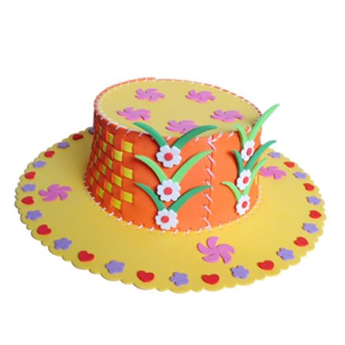 CIYODO 4 Stück DIY-Cartoon-Sonnenhut DIY-Hüte kindermützen selber machen Kinder lernen Spielzeug DIY Hut für Kinder Kappen Kindergarten Lernspielzeug DIY Sonnenhut Puzzle Aufkleber von CIYODO