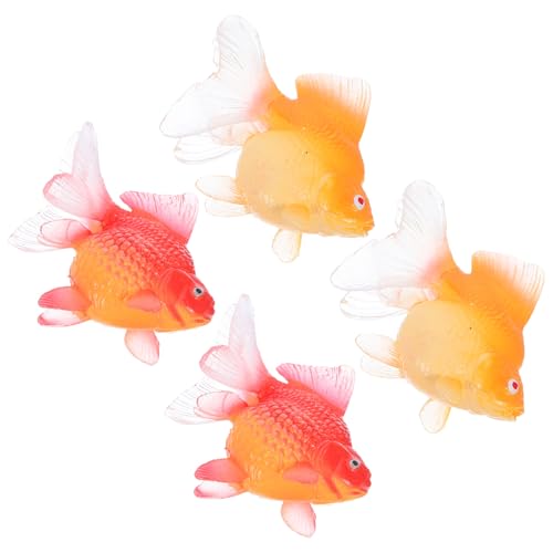 CIYODO 4 Stücke Teiliges Künstliche Goldfische aus Robustem Kunststoff Schwimmende Miniatur-Fische mit Lebensechtem Design Farbecht und Dekorativ für Aquarium Büro Kinderzimmer und von CIYODO