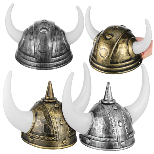 CIYODO 4-teiliger Wikingerhelm: Dekorativer Mittelalterlicher Hut Mit Horn Für Halloween, Cosplay Und Festivalpartys – Partyzubehör CIYODO 4-teiliger Wikingerhelm: Dekorativer Mittelalterlicher Hut Mit Horn Für Halloween, Cosplay Und Festivalpartys – Partyzubehör von CIYODO