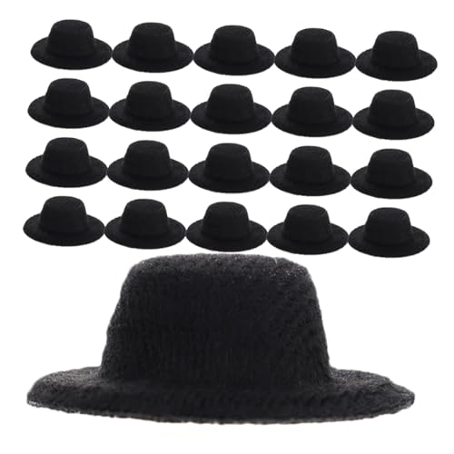 CIYODO 40 Stück Mini Hochzeits Kleine Schwarze Miniatur Hüte für DIY Puppendekoration Haar Accessoires Basteln Puppenhaus Zubehör Leicht und Robust für Kreative Bastelideen von CIYODO