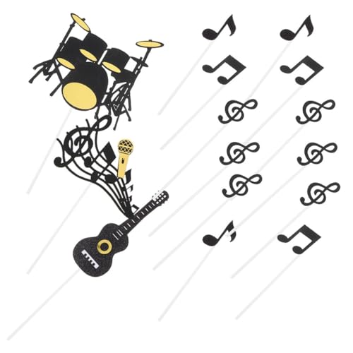 CIYODO 40 Stück Musiknoten Kuchendeko Teiliges Party Zubehör mit Gitarren Mikrofonen Noten für Geburtstagsfeiern Kreative Tortendekoration für Musikliebhaber und Themenpartys von CIYODO